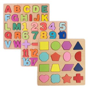 Wooden Learning Educational Board for Kids (Alphabets, Numbers & Shapes) | Activity Toy for Toddlers & Preschoolers