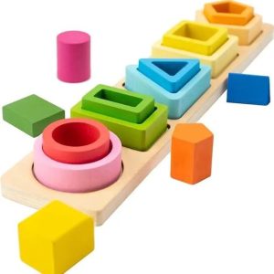 Shapes Stacking Wooden Activity Toy for Kids | Learn Colors, Shapes and Sorting