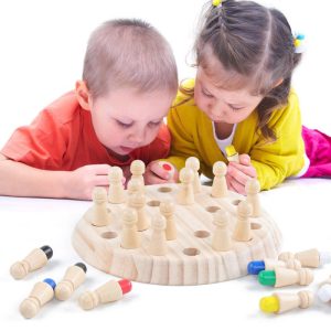 Wooden Memory Chess - Brain Training Game, Sensory Educational Learning Toy for Kids