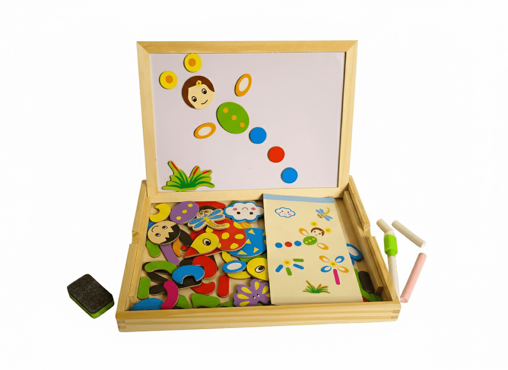 2-in-1 Wooden Magnetic Easel, Chalkboard-Creative Play for kids