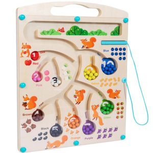 Wooden Magnetic Number & Color Maze Board – Montessori Educational Toy for Kids
